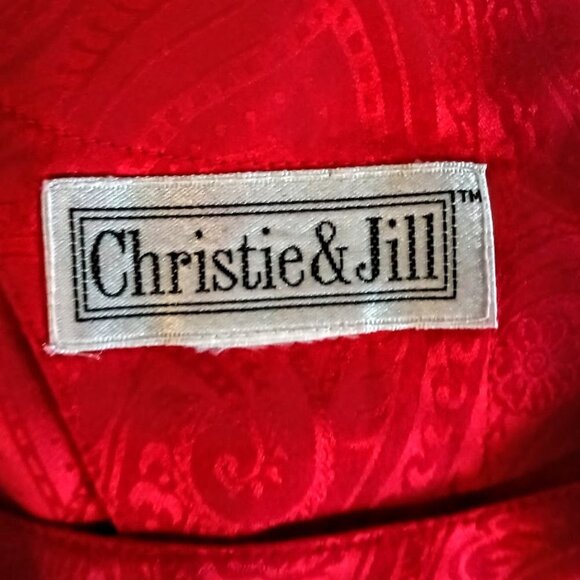 Christie & Jill Red Silk Paisley Jacquard Blouse - Picture 3 of 3